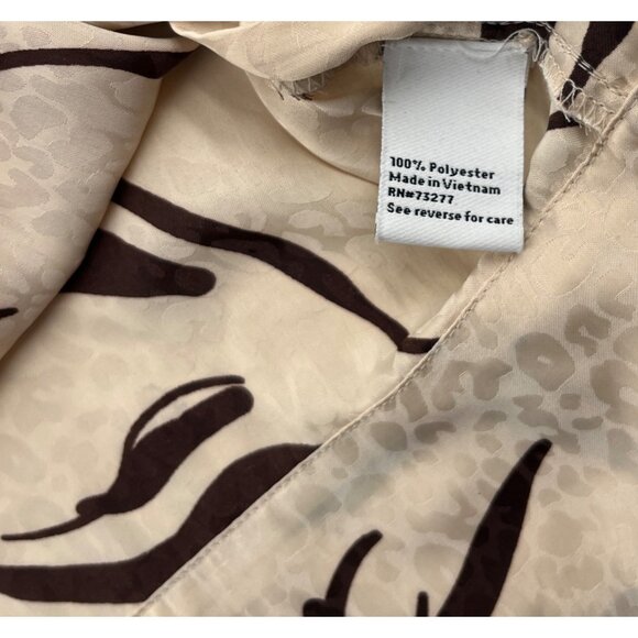 Nine West Women's Zebra Print Polyester Blouse with Tie Neckline Black Tan - Picture 3 of 5